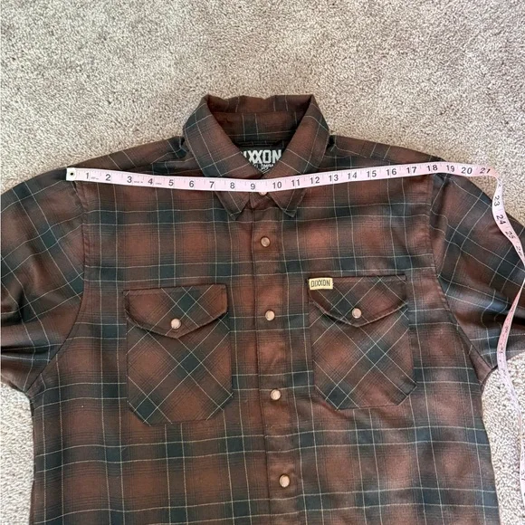 Dixxon Calico flannel shirt, brown and black plaid button-up medium guc - Picture 5 of 12